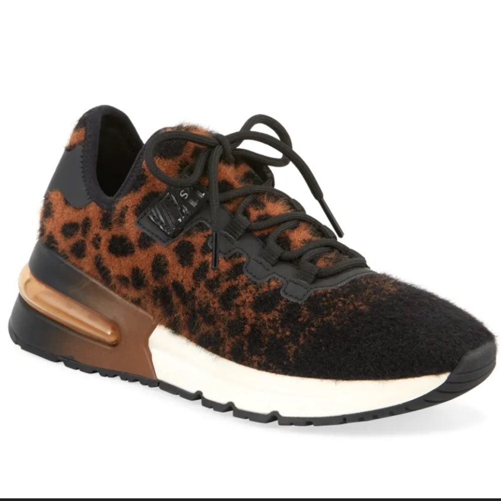 ASH Krush Mohair Cheetah Print Trainer Sneakers Faux Fur